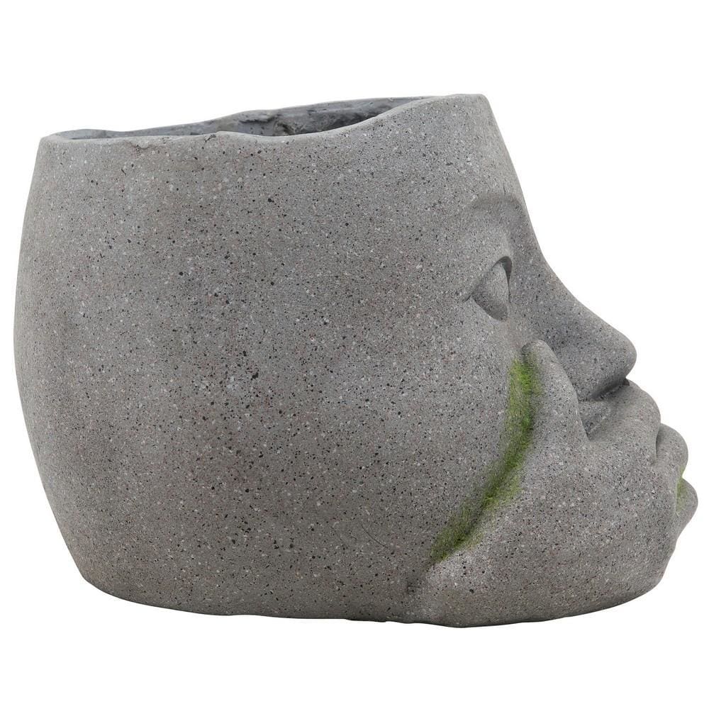 Resin Human Head Planter with Hands on Mouth Gray By Casagear Home BM238147