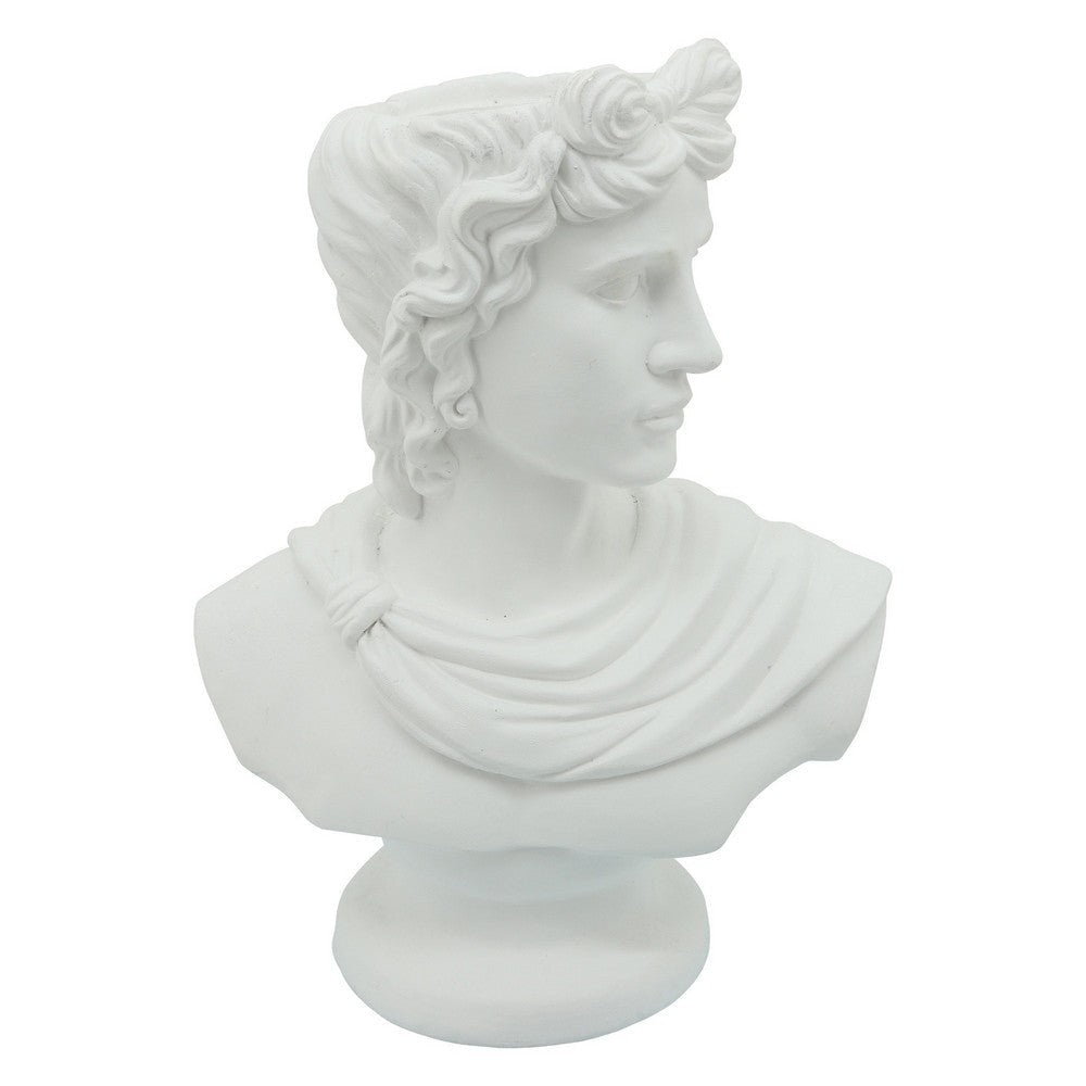 20 Inch Resin David Bust Accent Decor, White By Casagear Home