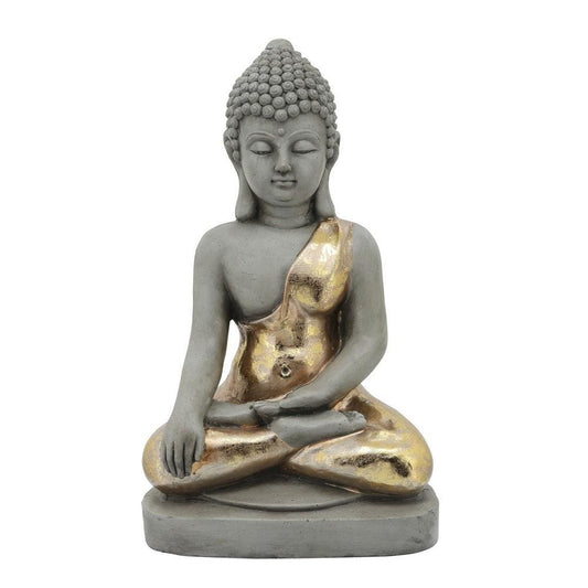 Sitting Buddha Design Resin Accent Decor, Gray By Casagear Home