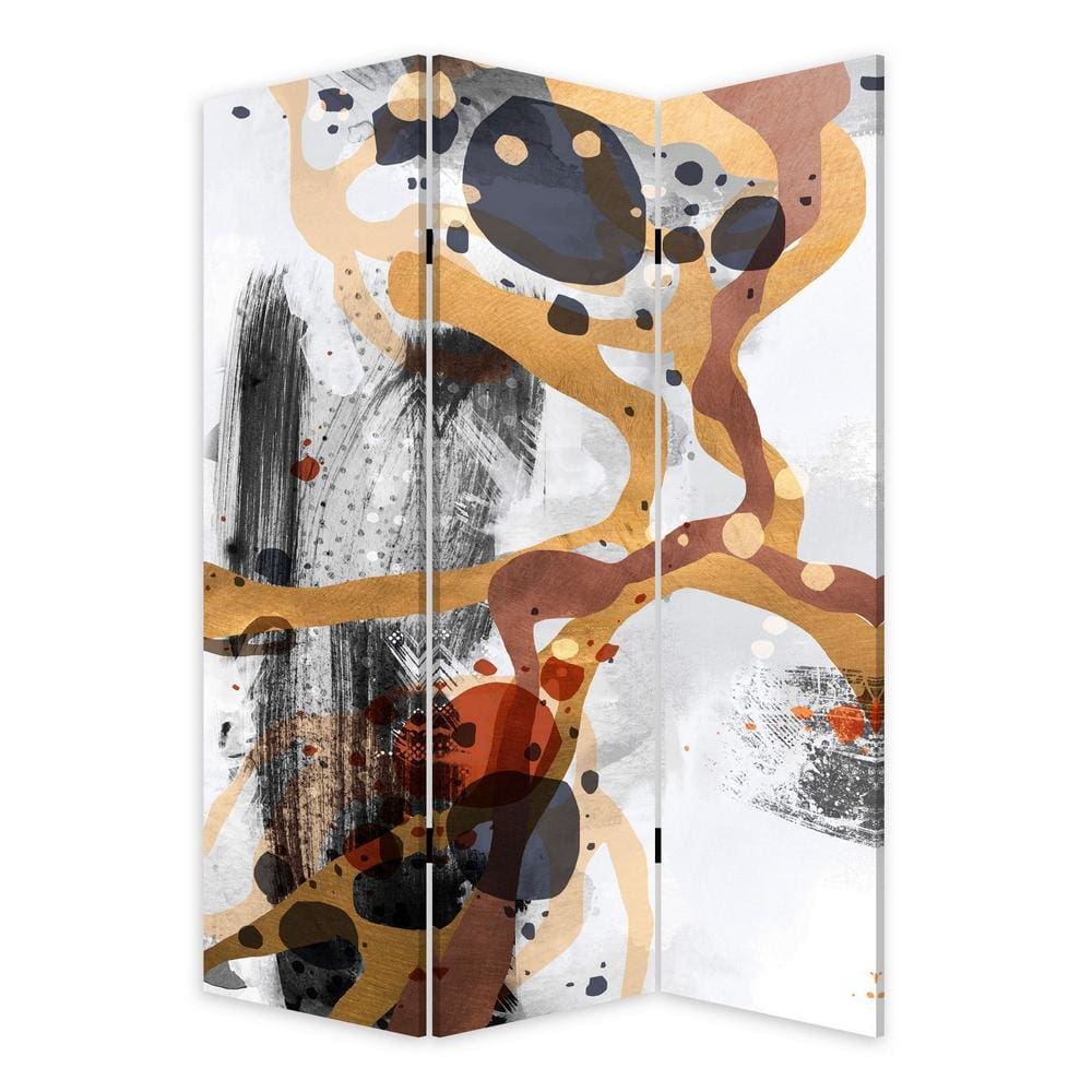 72 Inch 3 Panel Canvas Room Divider with Splash Print,Multicolor - BM238285 By Casagear Home