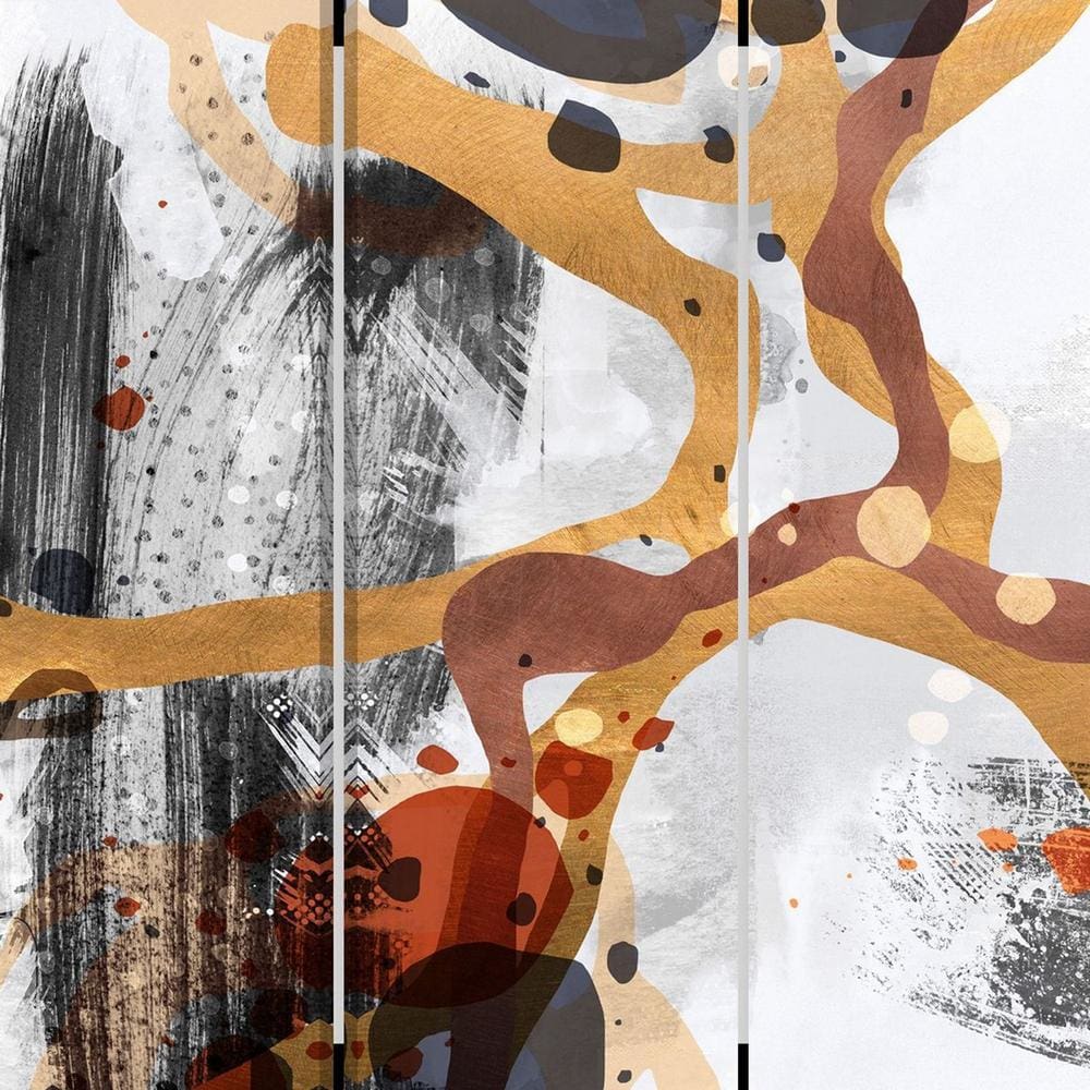 72 Inch 3 Panel Canvas Room Divider with Splash Print,Multicolor - BM238285 By Casagear Home BM238285