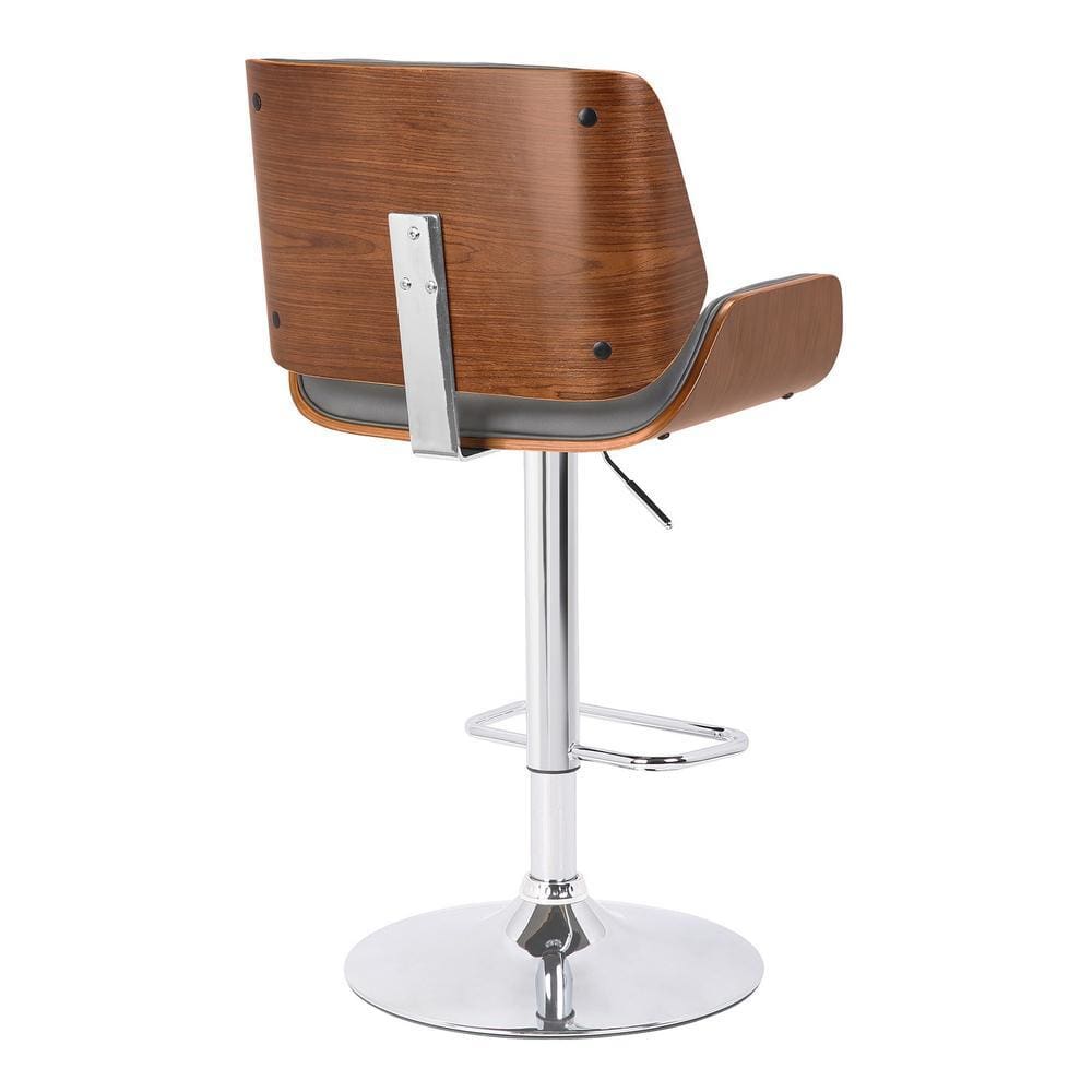 Curved Design Leatherette Barstool with Swivel Mechanism Gray - BM238328 By Casagear Home BM238328