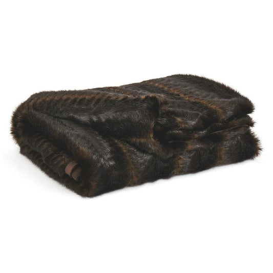 60 x 50 Polyester Throw with Furry Texture, Set of 3, Brown - BM238355 By Casagear Home