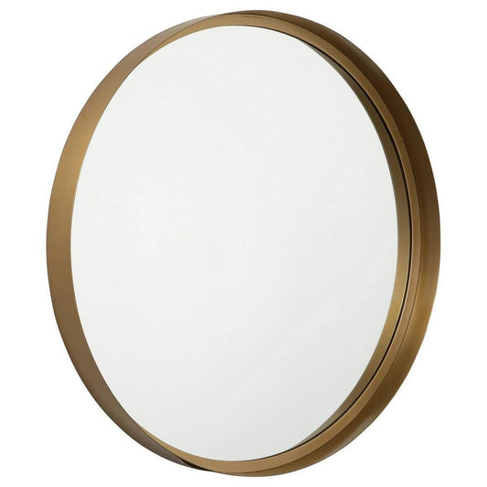30 Inches Round Metal Encased Accent Mirror, Gold - BM238384 By Casagear Home