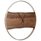 36 Inches Wall Clock with Faux Live Edge Design, Brown and Silver - BM238388 By Casagear Home