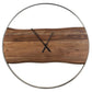 36 Inches Wall Clock with Faux Live Edge Design Brown and Silver - BM238388 By Casagear Home BM238388