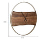 36 Inches Wall Clock with Faux Live Edge Design Brown and Silver - BM238388 By Casagear Home BM238388