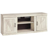 60 Inches 2 Door TV Stand with Removable Center Shelf, Washed White - BM238402 By Casagear Home