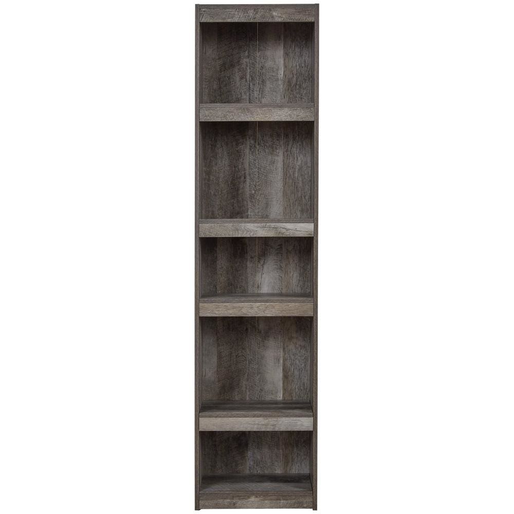 72 Inches 5 Tier Wooden Pier with Adjustable Shelves Gray - BM238403 By Casagear Home BM238403