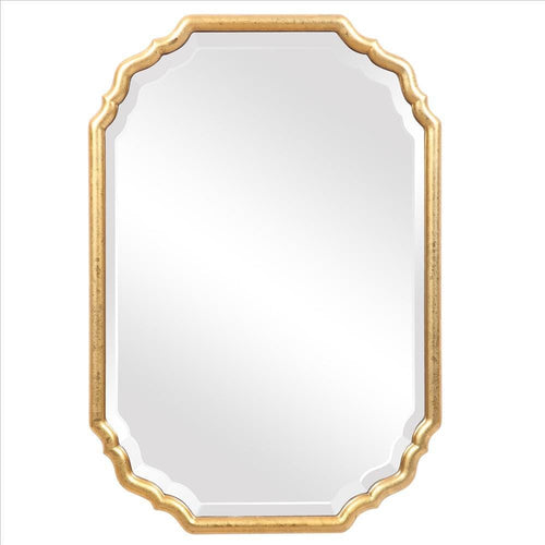 Vanity Mirror | 32" | Curved Design Wood Frame | Gold