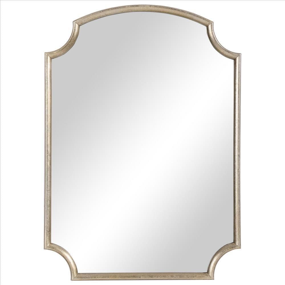 28 Inches Arched Top Accent Mirror with Concave Corners, Gold By Casagear Home