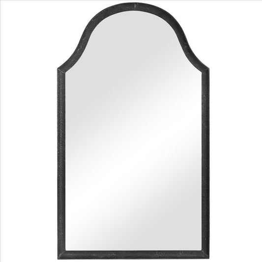 Wall Mirror | 40" | Arched Top | Hammered Metal Frame | Black