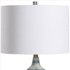 Bottle Shape Ceramic Table Lamp with Textured Lines Blue By Casagear Home BM239395
