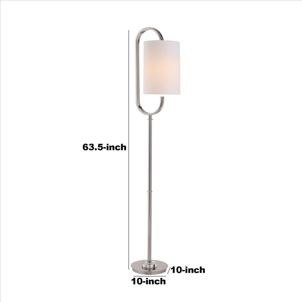 Stalk Design Floor Lamp with Oval Shape Metal Accent Silver By Casagear Home BM239401