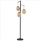 Stalk Design Metal Floor Lamp with 3 Hanging Rope Shade, Bronze By Casagear Home