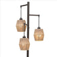 Stalk Design Metal Floor Lamp with 3 Hanging Rope Shade Bronze By Casagear Home BM239418
