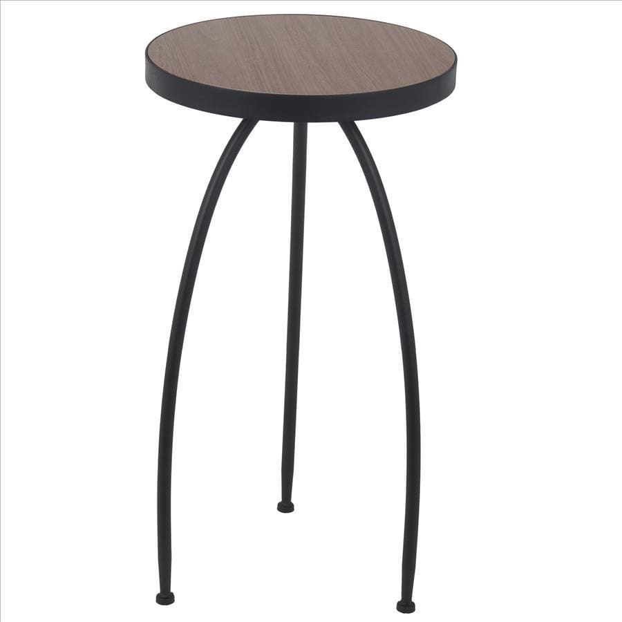 24 Inches Round Wooden Top Accent Table with Tripod Base, Black By Casagear Home