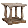 Farmhouse Wooden Side Table with Open Shelf and Turned Legs, Natural Brown By Casagear Home