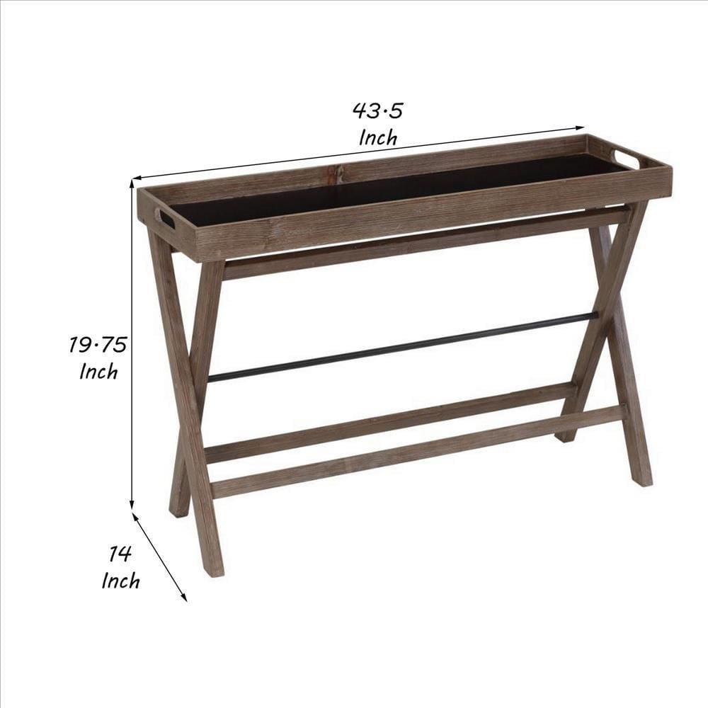 43.5 Inches Removable Tray Top Wooden Coffee Table with X Legs Brown By Casagear Home BM239695