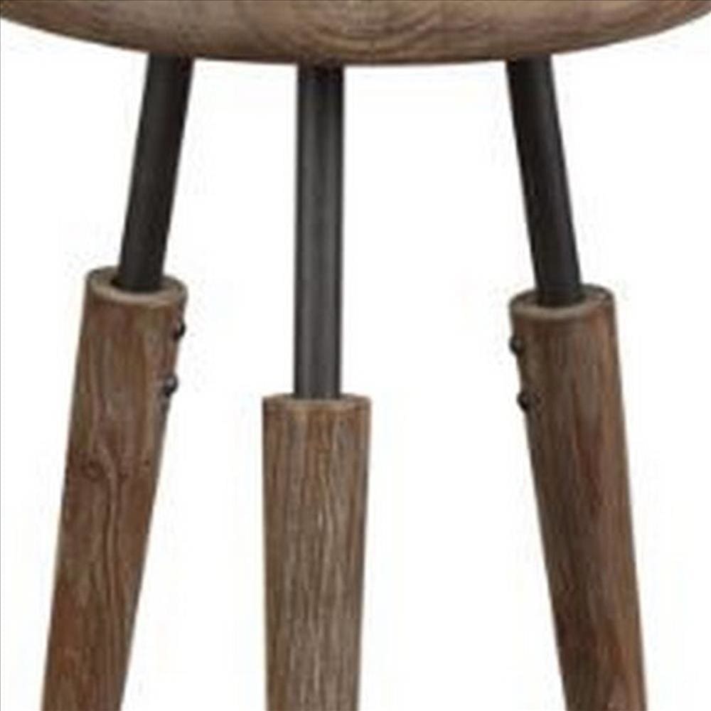 Round Tray Top 3 Piece Nesting Table with Wooden Peg Legs Brown By Casagear Home BM239697
