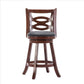 24 Inches Swivel Wooden Counter Stool with Geometric Back Brown By Casagear Home BM239710