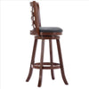 29 Inches Swivel Wooden Counter Stool with Geometric Back Brown By Casagear Home BM239711