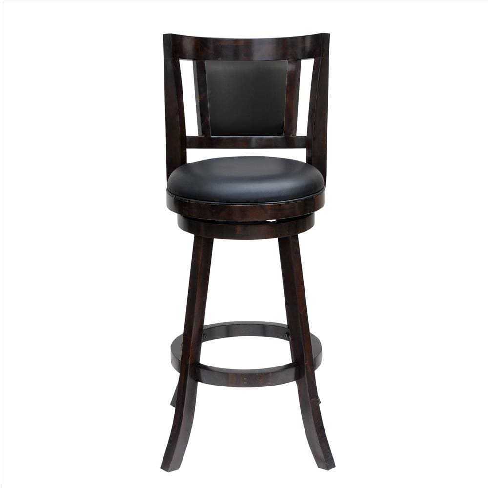 Counter Stool | 29" Swivel | Wood Frame | Padded Back | Dark Brown
