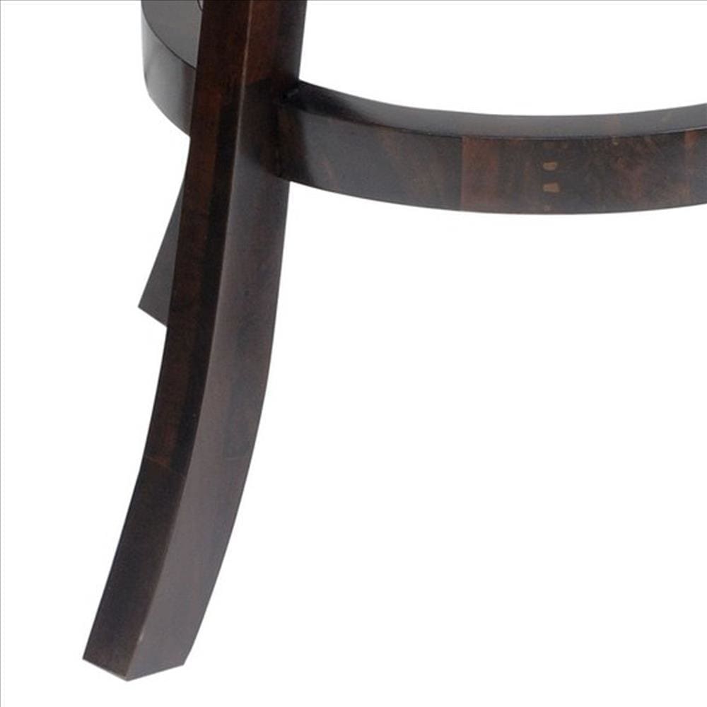 29 Inches Swivel Wooden Frame Counter Stool with Padded Back Dark Brown By Casagear Home BM239714