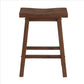 Saddle Design Wooden Counter Stool with Grain Details Brown By Casagear Home BM239725