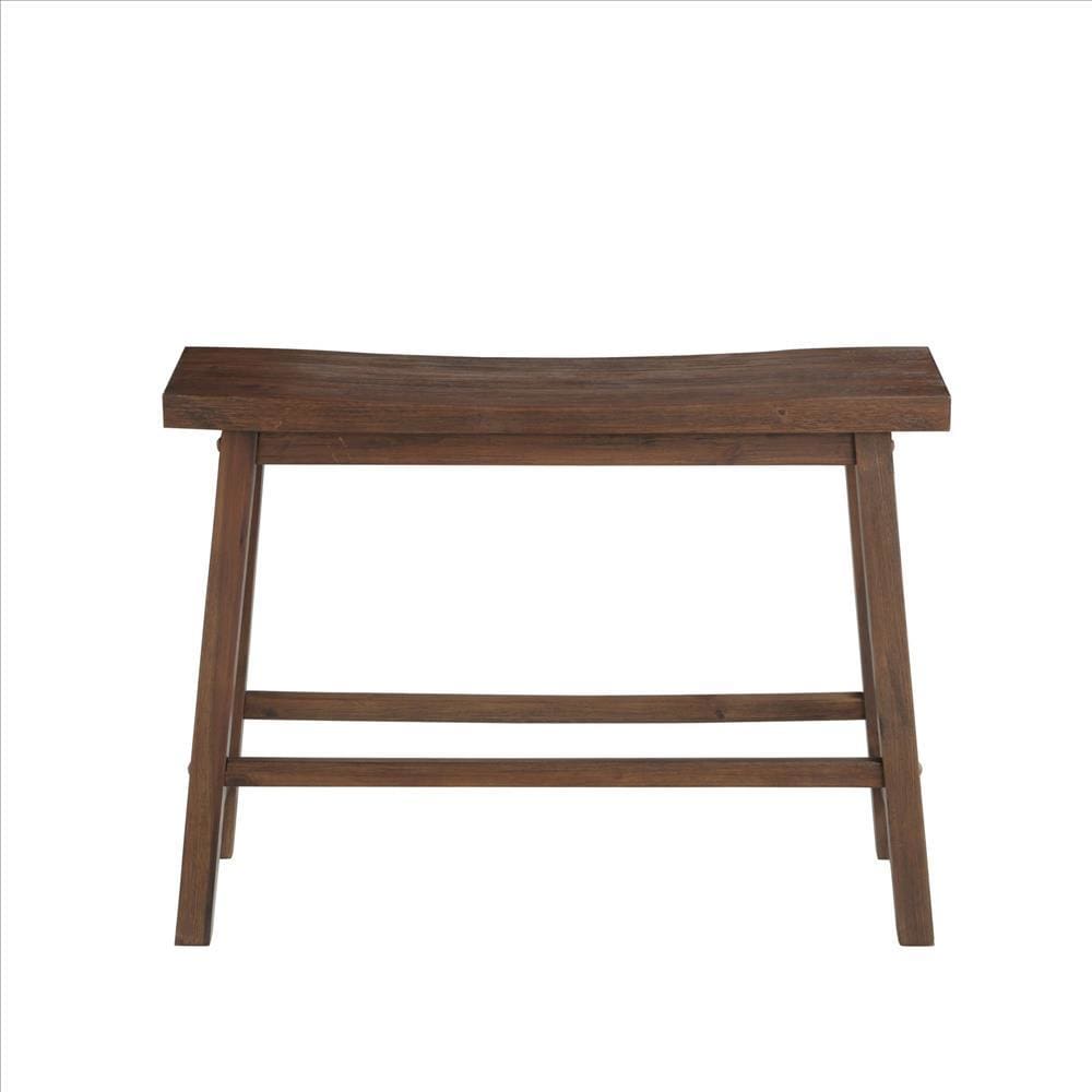 Saddle Design Wooden Bench with Grain Details Brown By Casagear Home BM239726