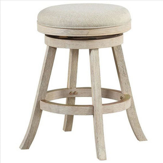Wooden Swivel Counter Stool with Round Fabric Seat, Gray By Casagear Home