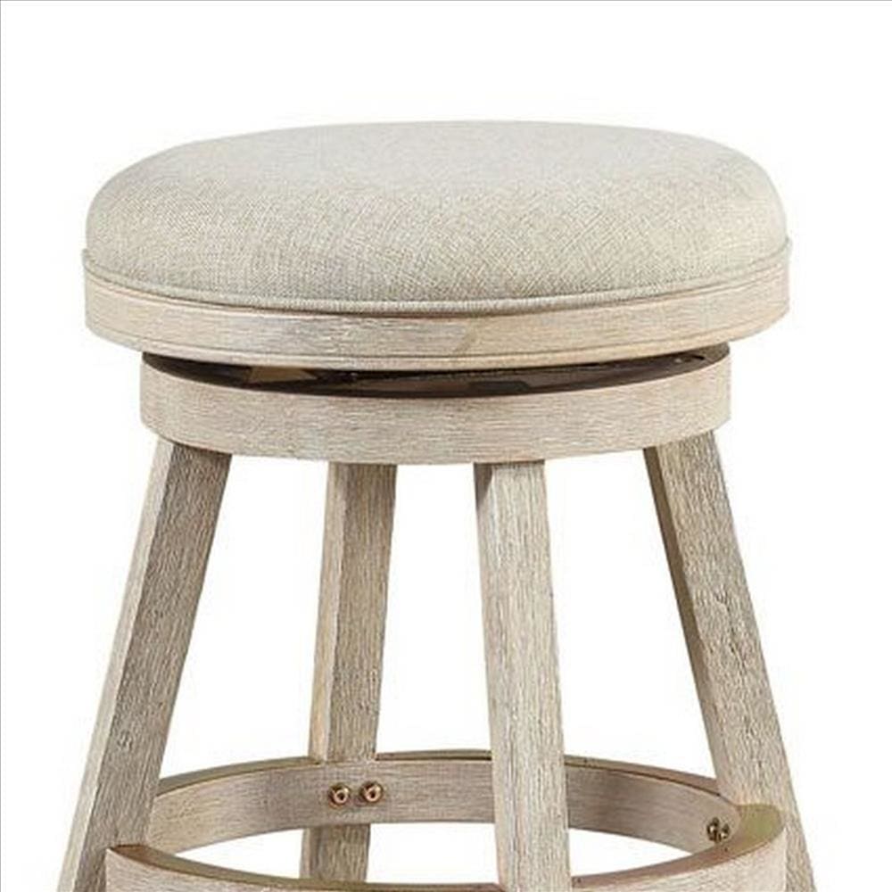 Wooden Swivel Counter Stool with Round Fabric Seat Gray By Casagear Home BM239735