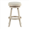 29 Inches Wooden Swivel Bar Stool with Round Fabric Seat Gray By Casagear Home BM239736