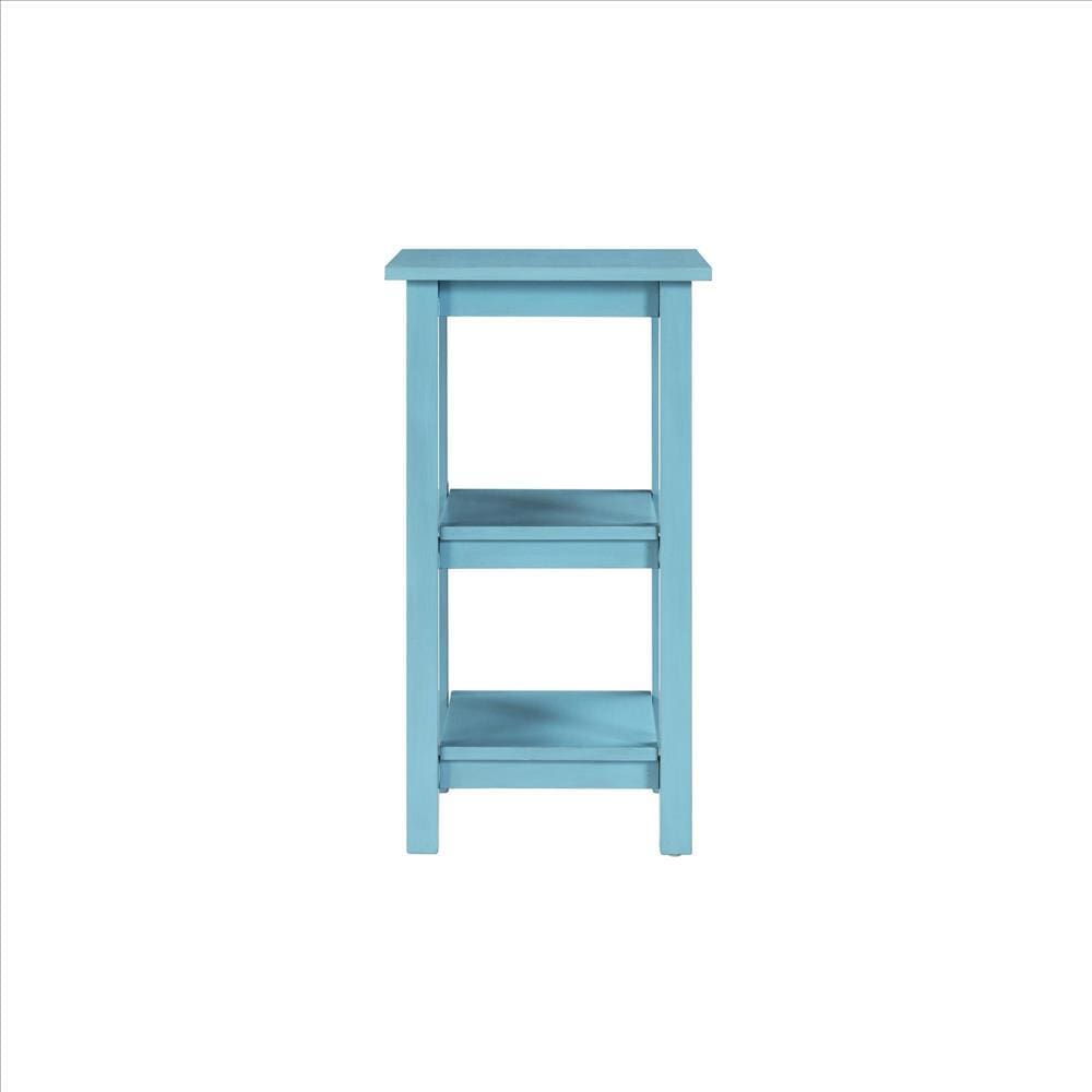 2 Open Shelf Wooden Bookcase with Block Legs Blue By Casagear Home BM239764