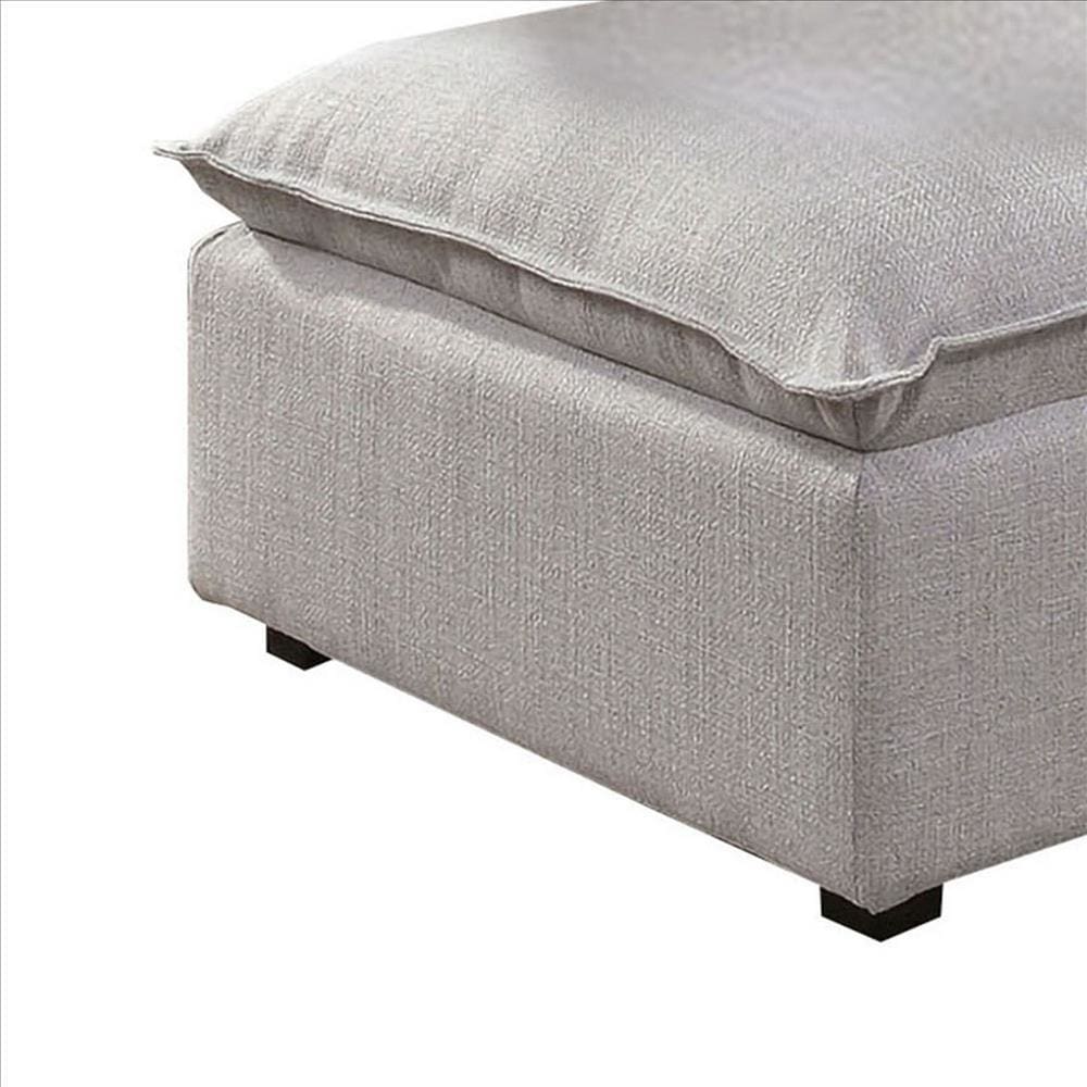 Fabric Upholstered Ottoman with Pillow Top Seat and Welt Trim Gray By Casagear Home BM239782