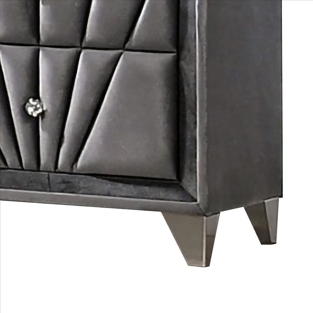 2 Drawer Fabric Frame Nightstand with Tufted Accent Gray By Casagear Home BM239799