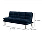 Futon Sofa with Tufted Padded Seating and Metal Legs Blue By Casagear Home BM239807