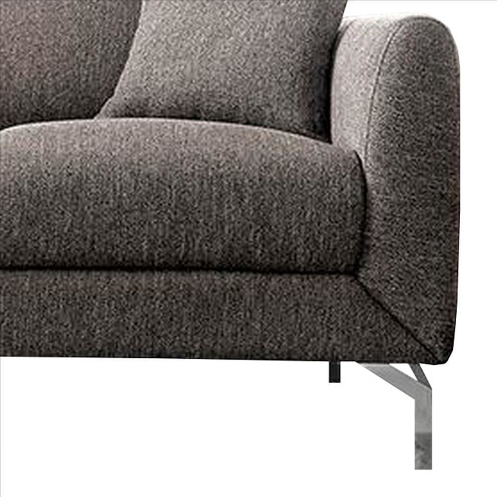 54 Inches Loveseat with Fabric Padded Seat and Metal Legs Gray By Casagear Home BM239845