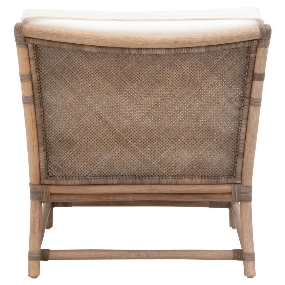 Rattan Frame Club Chair with Removable Seat and Back Cushions Brown By Casagear Home BM239935