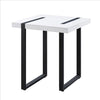 Two Tone Modern End Table with Metal Legs, White and Black By Casagear Home