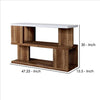 Two Tone Modern Sofa Table with Bottom Shelf White and Brown By Casagear Home BM240041