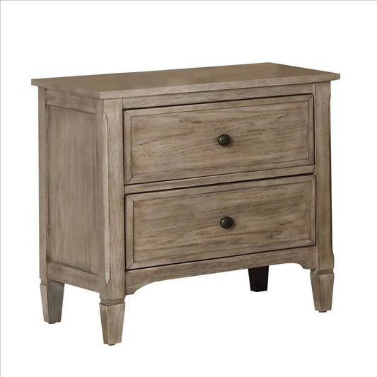 2 Drawer Wooden Nightstand with USB Slot, Gray By Casagear Home