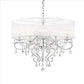 32 Inch Ceiling Lamp with Hanging Crystals, Round Canopy, Silver By Casagear Home