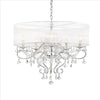 Ceiling Lamp | 32" | Hanging Crystals | Round Canopy | Silver