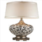 Table Lamp with Scrolled Peacock Feather Cutout Base, Silver By Casagear Home