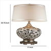 Table Lamp with Scrolled Peacock Feather Cutout Base Silver By Casagear Home BM240303