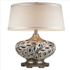 Table Lamp with Scrolled Peacock Feather Cutout Base, Silver By Casagear Home