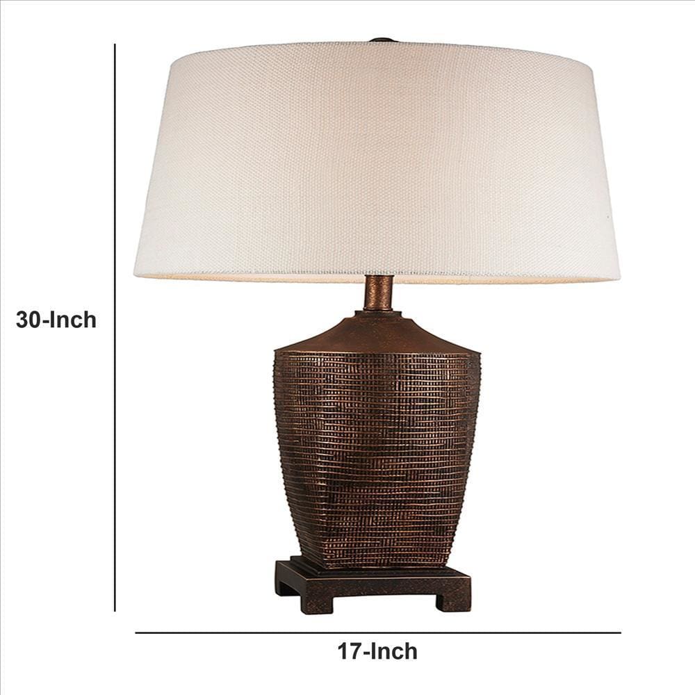 Table Lamp with Polyresin Urn Shape Base Bronze By Casagear Home BM240304