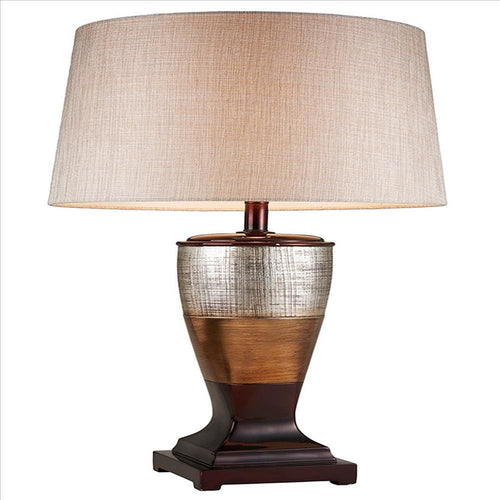 Table Lamp | Colorblock Pedestal Base | Brown