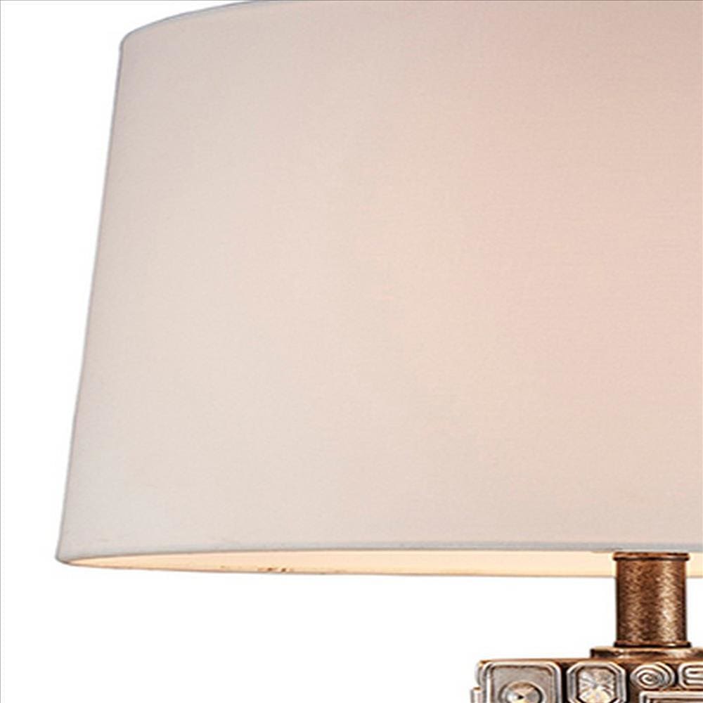 Table Lamp with Abstract Mirror Block Base Bronze By Casagear Home BM240307